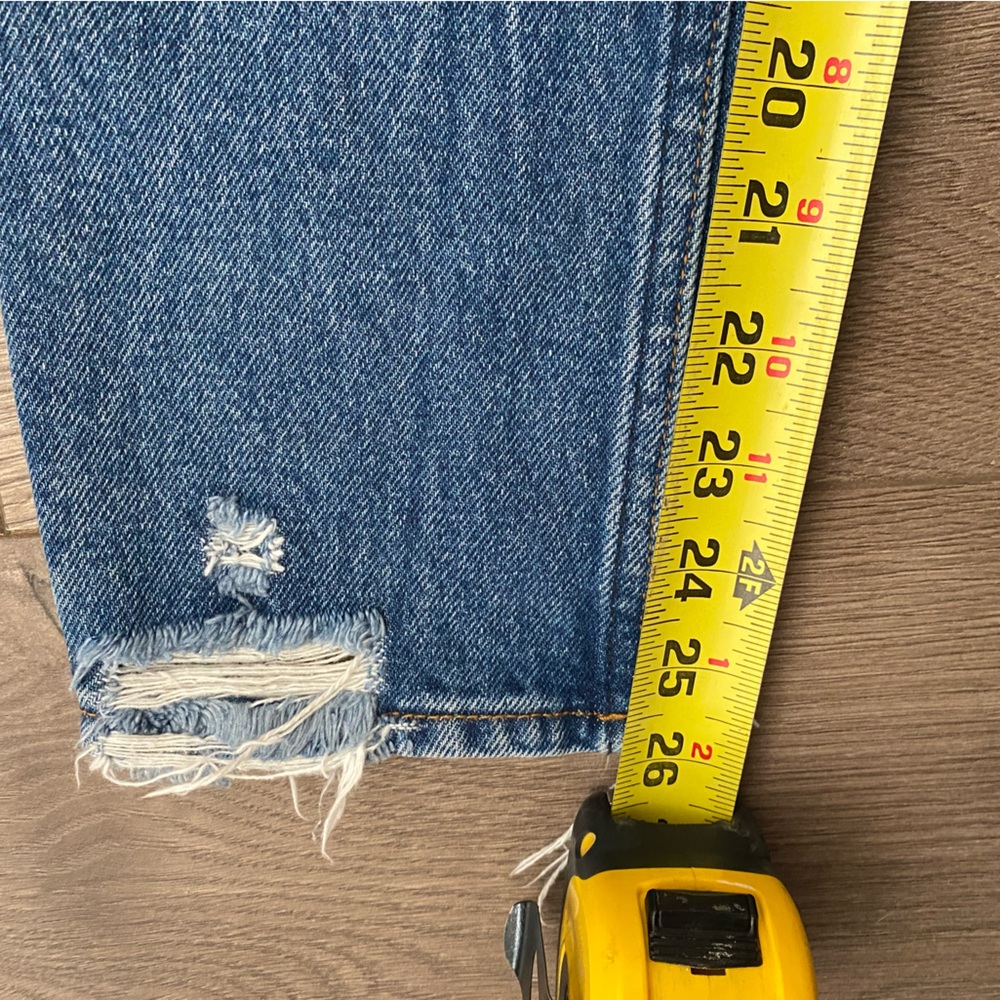 Abercrombie & Fitch High Rise Pipped Mom Jean size 24 Dark Destroyed Wash - Picture 10 of 11